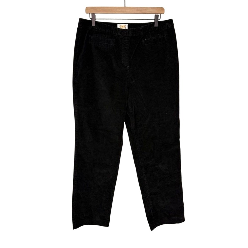 Talbots Black Velveteen Straight Leg Stretch Pants Womens Size 14 Cotton Blend